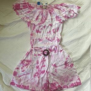 NWT Sea Spice Pink Tie-Dye Romper with Belt